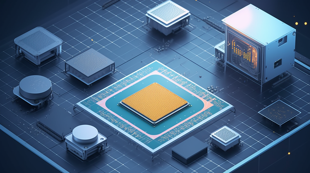 綠色科技融合 半導(dǎo)體芯片工廠插畫中的太陽能元素設(shè)計